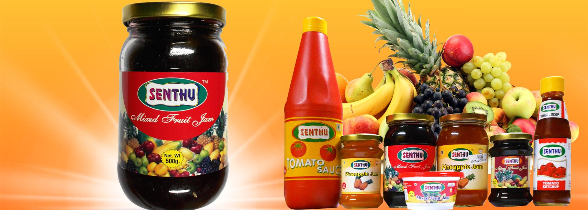 Senthu jam, tomato sauce and fresh fruits